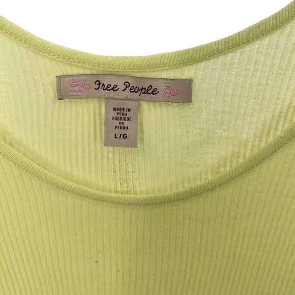 Free People Size L Lime Green Ribbed Tank Lettuce Hem - Picture 2 of 4